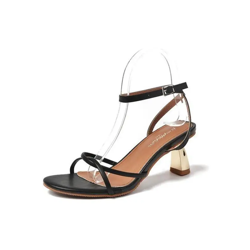 

Style Simple Sandals Women's Summer 2021 New Strap High Heels Leather Elegant Temperament Women's Shoes Sandalias Mujer