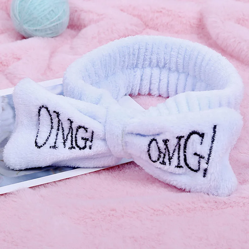 Новая буква "OMG" коралловый флис мягкий бант повязки для женщин девочек милый держатель волос повязки для волос аксессуары для волос
