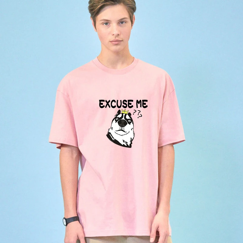 Harajuku spoof husky t-shirt dog pattern short-sleeved cartoon couple summer tide Round Collar T-shirt | Женская одежда