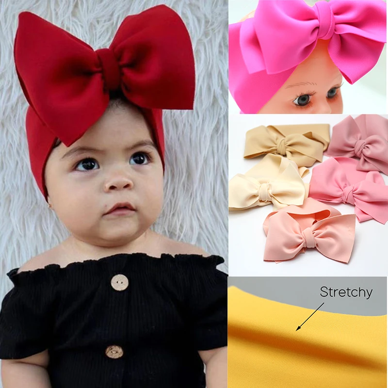 

Adjust Large Bow Newborn Headband Knot Infant Headbands Bebe Soft Elastic Turban Air Layer Scuba Solid Wide Baby Girl Headwrap