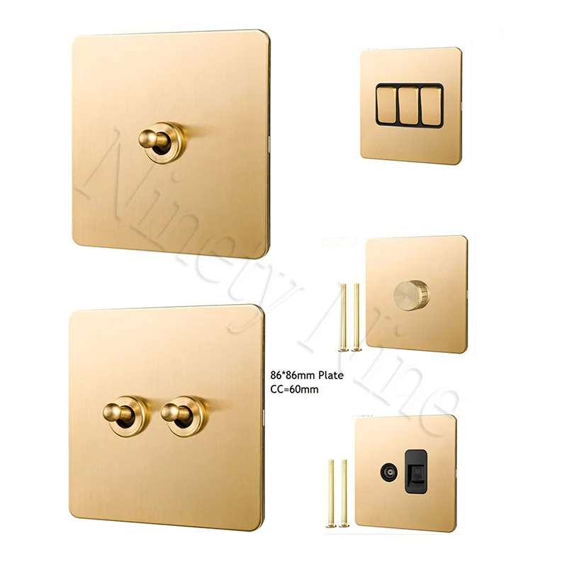 Настенный выключатель из матовой латуни 86 мм Ретро винтажный вентилятор для