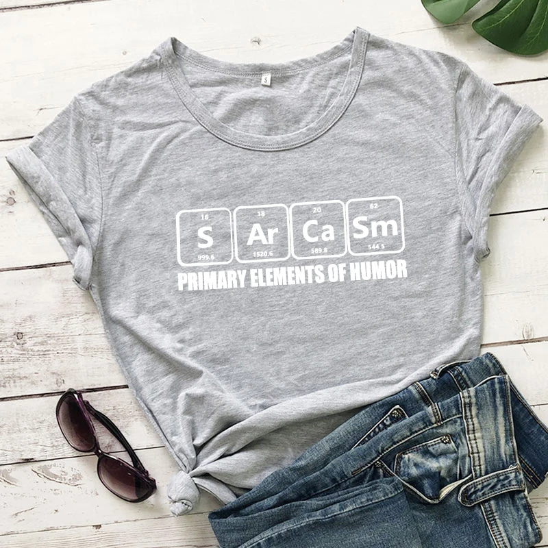 Sarcasm Primary Ele Мужская футболка ts Of Humor Повседневная летняя футболка с круглым вырезом и принтом в виде стола мужские футболки Женская графическая забавная футболка