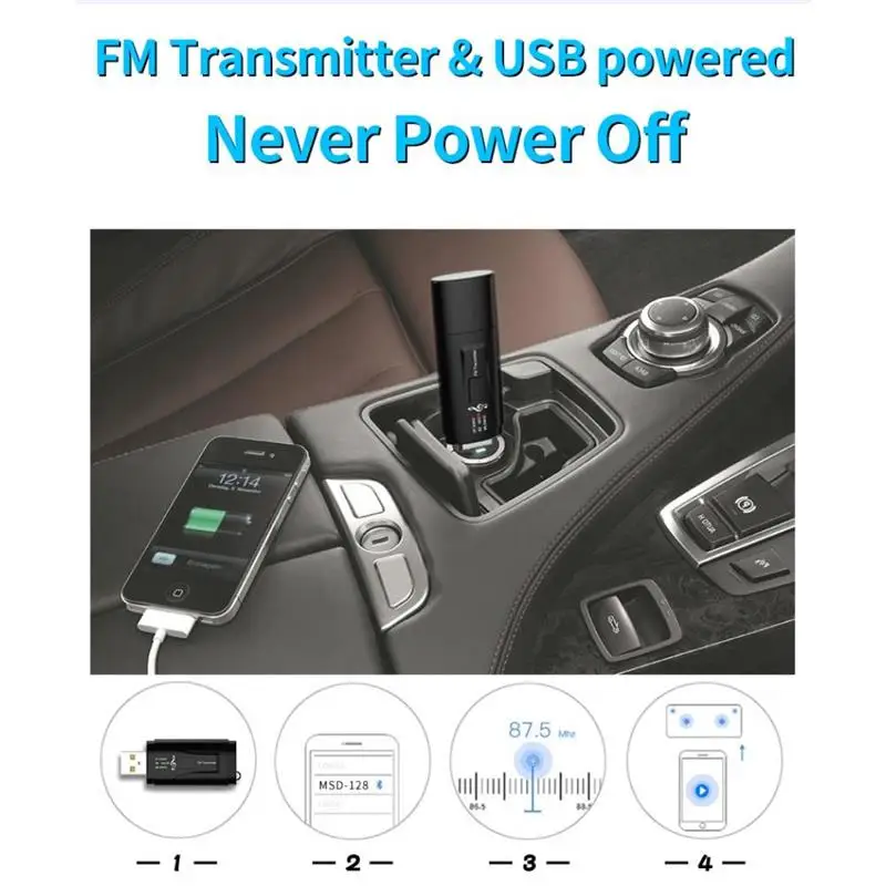 

FM Transmitter Bluetooth 5.0 USB Receiver Dual Output Stereo Bluetooth 5.0 Audio Receiver Adapter