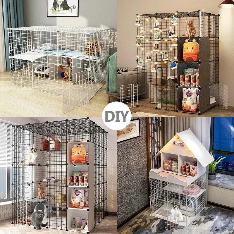 

Portable Pet Playpen DIY Small Animals Metal Wire Crate Kennel Pet Fence Safe Guard Bunny Cage for Puppy Kitten Pen Exercise