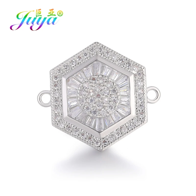 White Gold Juya ювелирные изделия ручной работы материал поставки золото/серебро кубический цирконий цветок Шарм Разъемы для DIY Браслеты Изготовление сережек - Цвет: White Gold