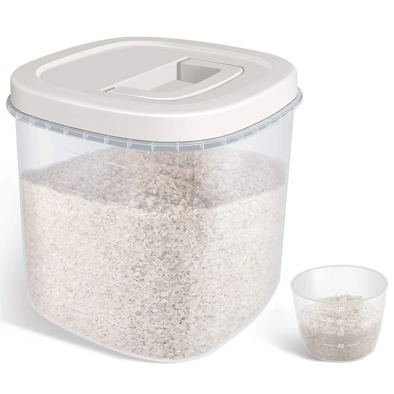 Rice Storage Container - 10 Lbs Airtight Cereal Bin With Measuring Cup Food Dispenser For | Дом и сад