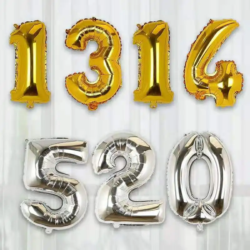 

16/32 Inch DIY Digital Aluminum Foil Balloon Rose Gold Silver Digital Balloon Children Adult Birthday Wedding Decoration Party