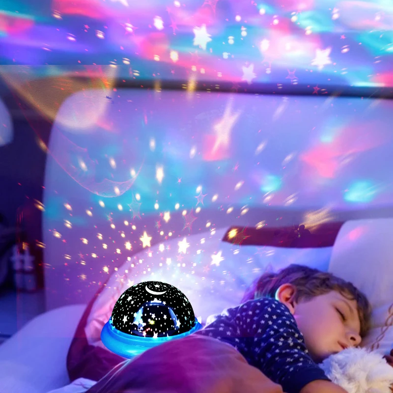 

Rotating night light projector Rotating starry sky starry sky master children kids baby sleep romantic Led lamp projection