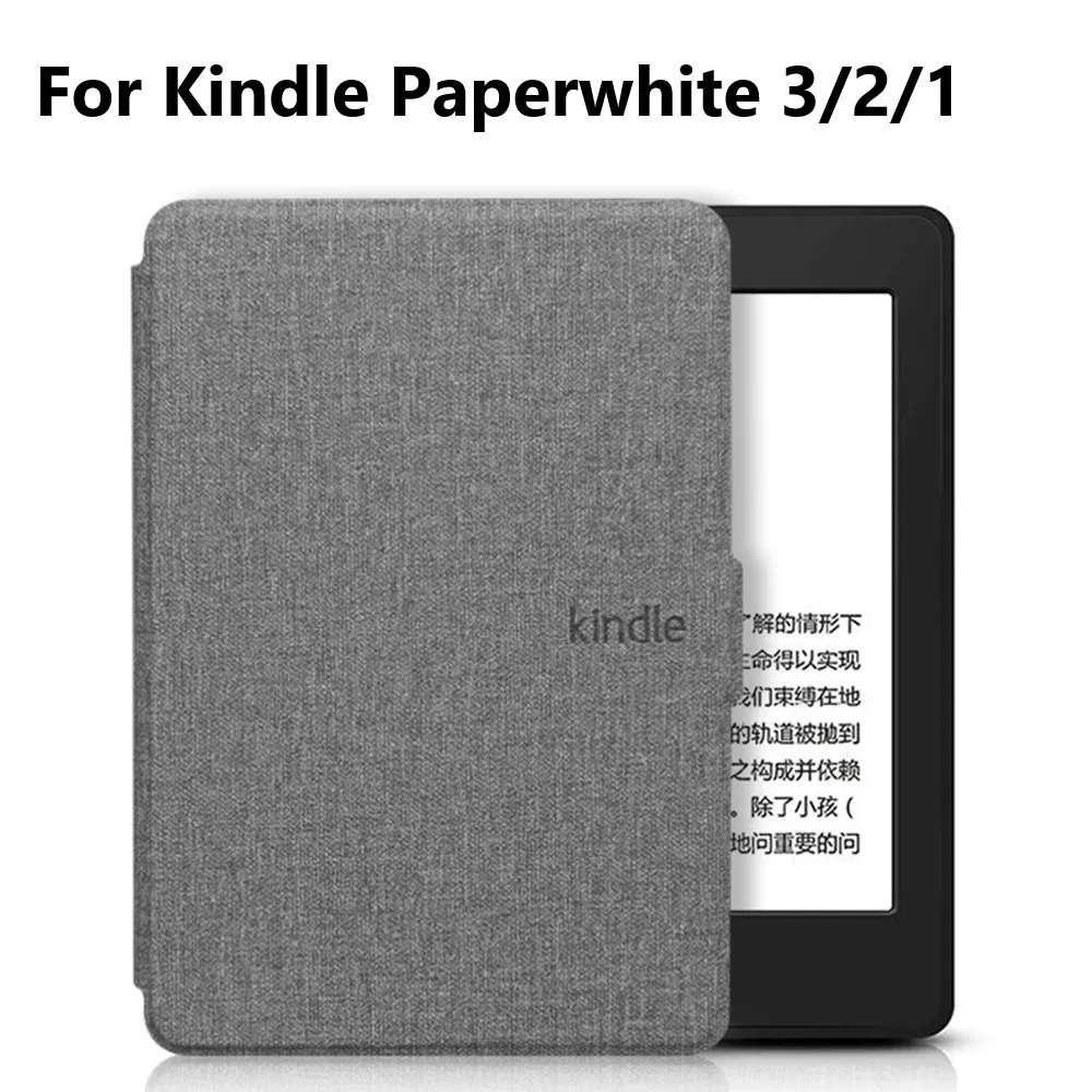 For Kindle Paperwhite 3/2 Case Cloth Waterproof PU Leather Smart Cover e-book Back Shell For Kindle Paperwhite 1/2/3 6in DP75SDI