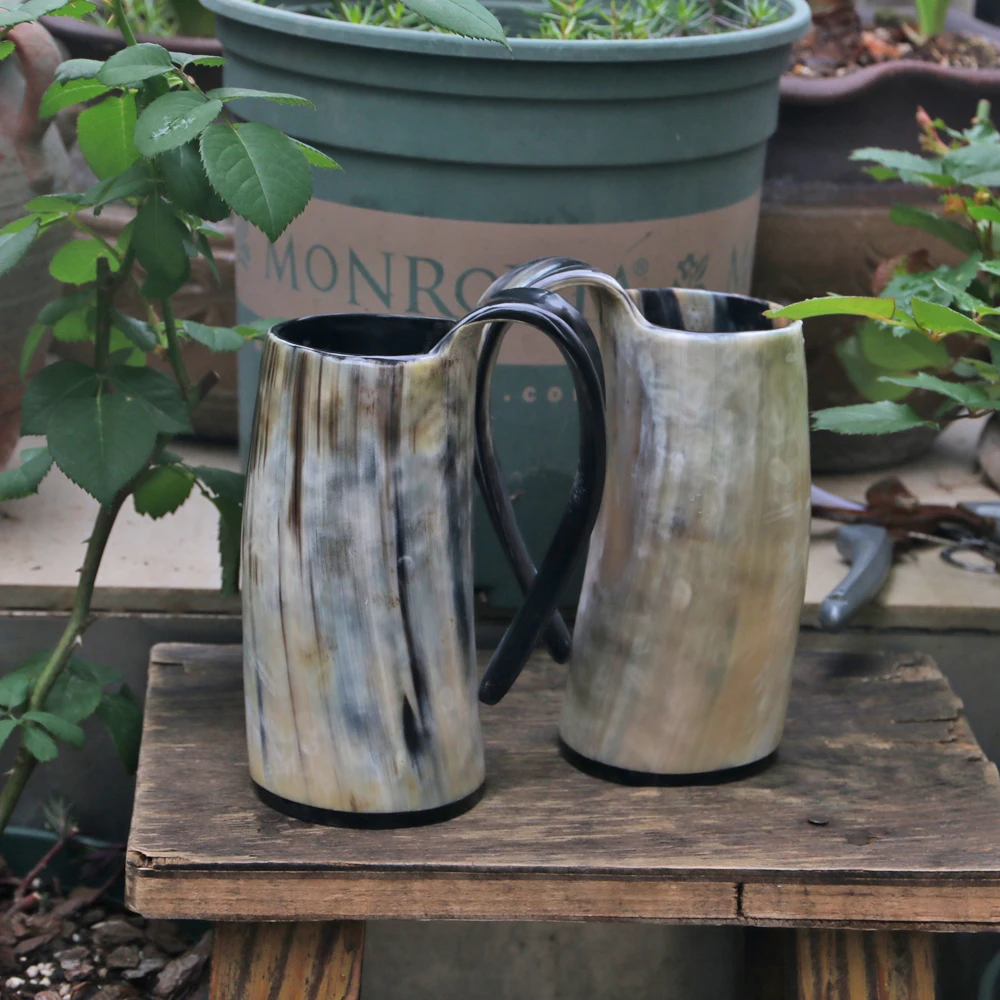 

Natural Ox Horn Tankard Viking Drinking Horn Mug Beer Horn Cup