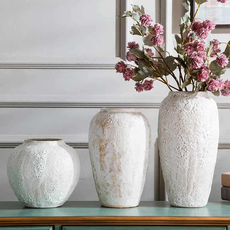 

Ceramic Vase Decoration Retro Large Tabletop Vase Flower Pot Nordic Minimalist Vases Modern Home Living Room Decor