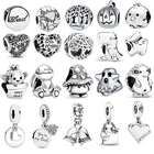 Новые бусины в простом стиле серебристого цвета для семьи с полыми бусинами, подходят для оригинального браслета Pandora, Женские Ювелирные изделия сделай сам в подарок