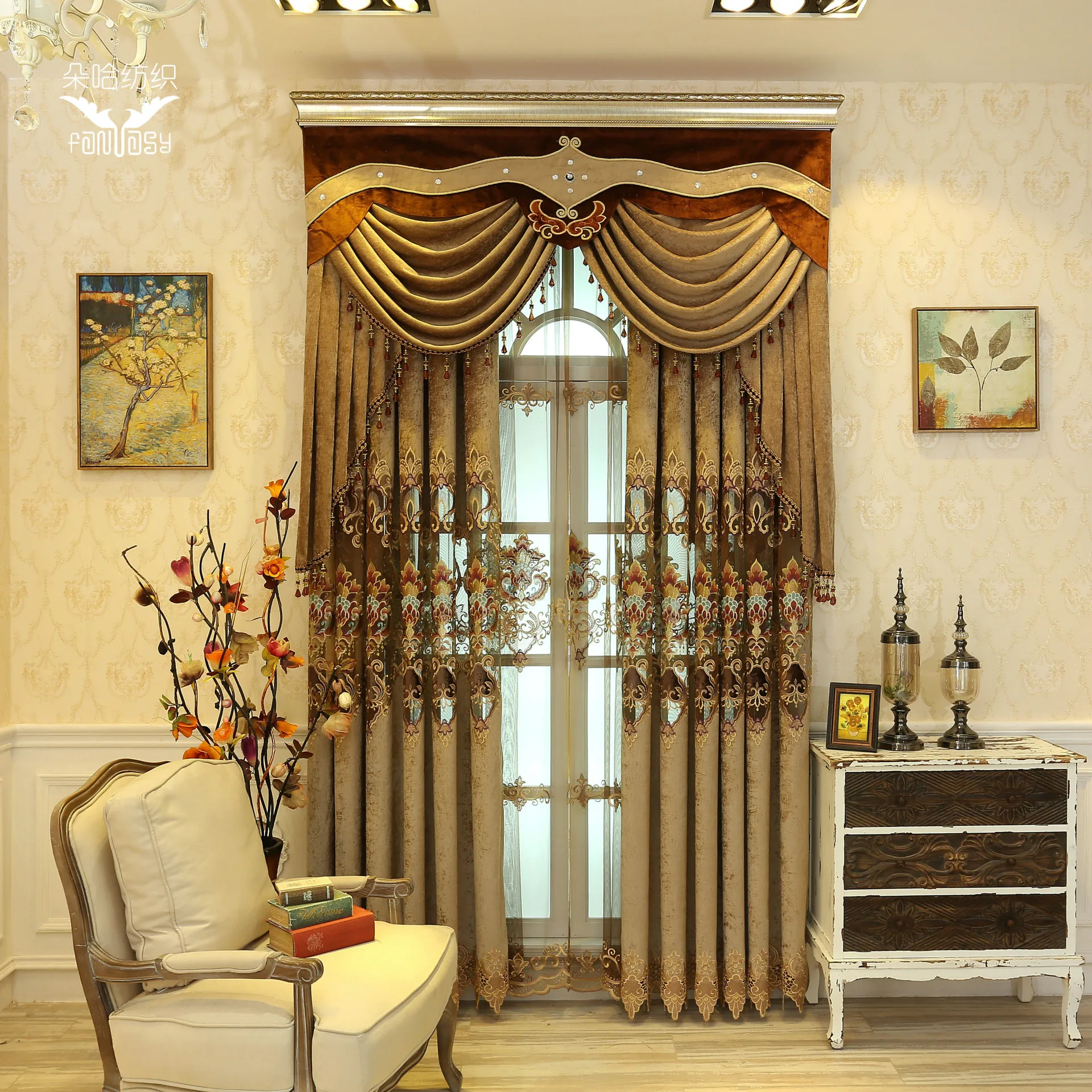 

Luxury European Style Thickening Shading Pure Color Italy Velvet Head Curtains for Living Room Modern Window Valance for Bedroom