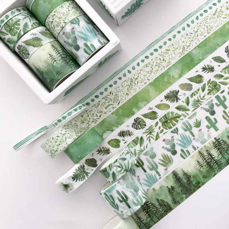 

Adhesive Diy Scrapbooking Green Leaves Cactus Washi Tape