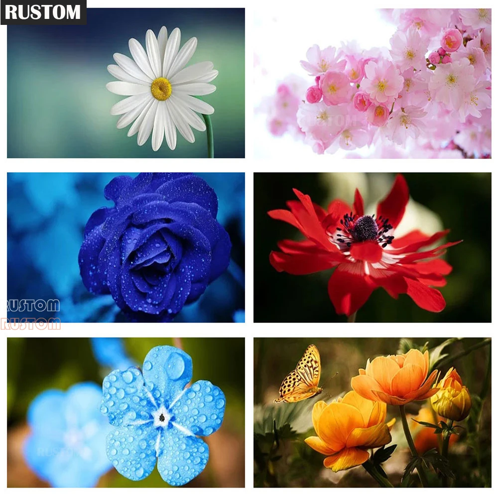 

5D DIY Diamond Painting Full Square/Round Rose Daisy Flower Diamond Rhinestone Embroidery Cross Stitch Mosaic Home Art Gift RUST