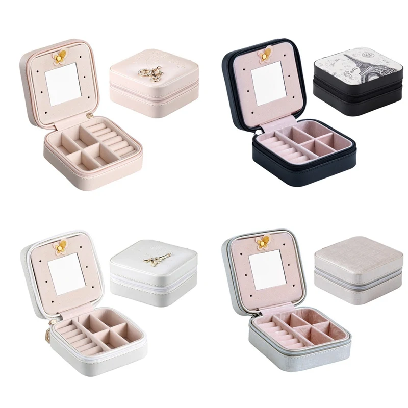 

Mini Travel Jewellery Box Small Leather Display Jewellery Storage Box With Mirror Portable Jewellery Storage Case For Girl Women