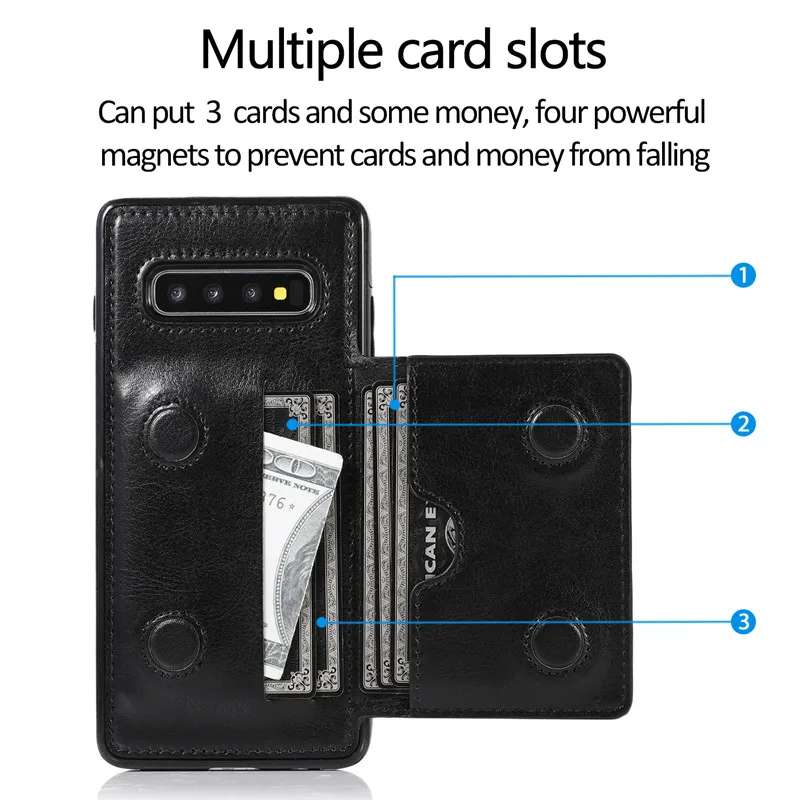 Премиум кожаный чехол кошелек для Samsung Galaxy S8 S9 S10 Plus S10E Note 8 9 10 Pro с двойными