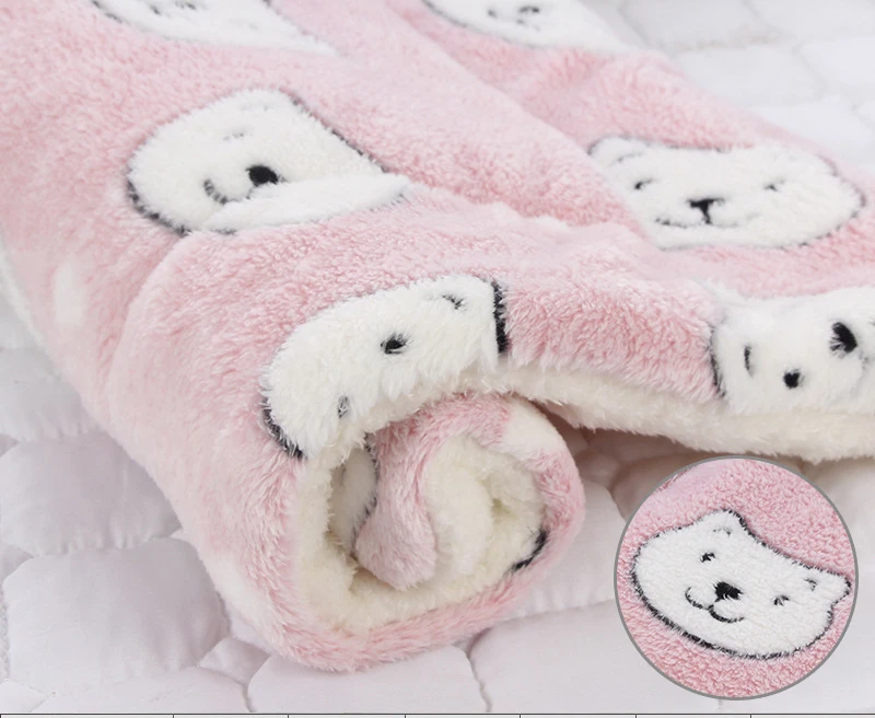 pink bear Супер мягкая кровать для питомца фланелевая бархатная плюс ПП хлопковая подушка для собаки кошки глубокий сон большая собачья Конура для щенка котенка кровать 6 размеров 8 цветов - Цвет: pink bear