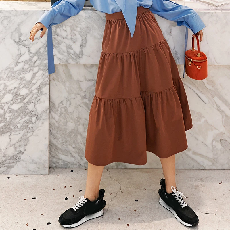 Винтажная многослойная юбка LANMREM свободная повседневная плиссированная с