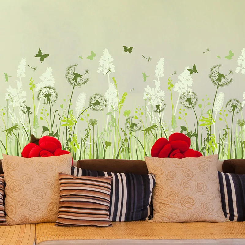 [SHIJUEHEZI] Dandelion Baseboard Sticker PVC Material DIY Flower Mural Decals for Kids Rooms Baby Bedroom Decoration | Дом и сад