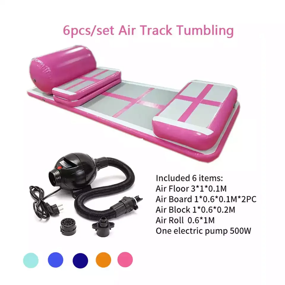 

6pcs/set 3M AirTrack Gymnastics Wear-resistant inflatable gym mat tumbling Floor gym Trampoline training mat air track with Pump