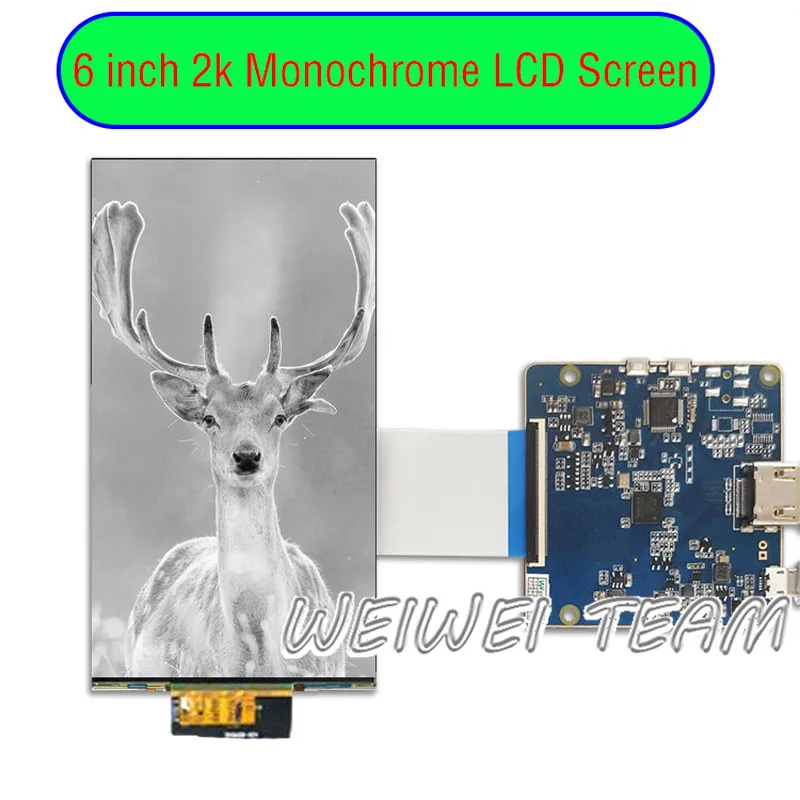 6 inch 2k Monochrome Lcd Display Mono LCD screen Without Backlight for DLP/SLA 405nm UV 3d printer  Mipi Control Board