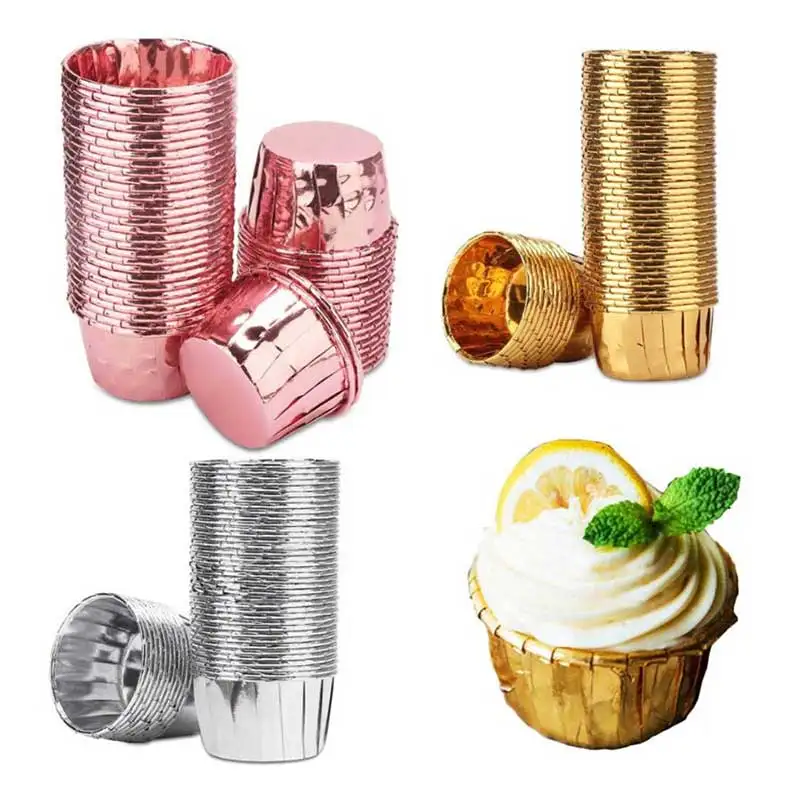 50 шт./компл. одноразовый поднос для торта из алюминиевой фольги круглый стаканчик