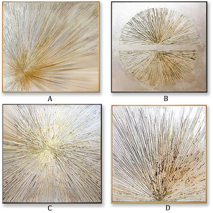 

Modern abstract Gold foil line Rays pictures for home decoration Handmade acrylic oil painting for living room bedroom unframed