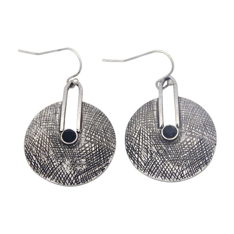 Amaiyllis винтажные резные круглые Висячие серьги для женщин с этническим узором
