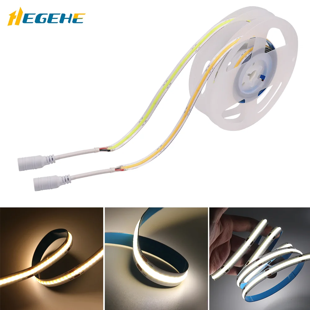 

Диммируемая гибкая светодиодная лента COB DC 12 В 24 в s 384Led s/m, светодиодсветильник ленты высокой плотности cob 0,5 м 1 м 2 м 3 м 4 м 5 м