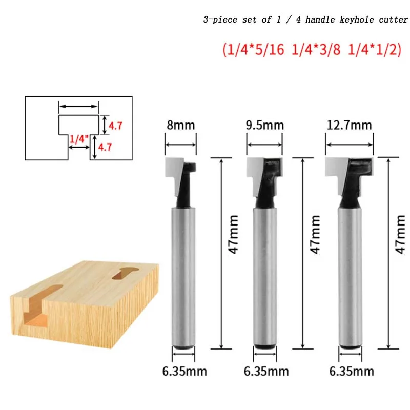 Деревообрабатывающий Фрезерный резак с 1 / 4 ручками для отверстий деревянная