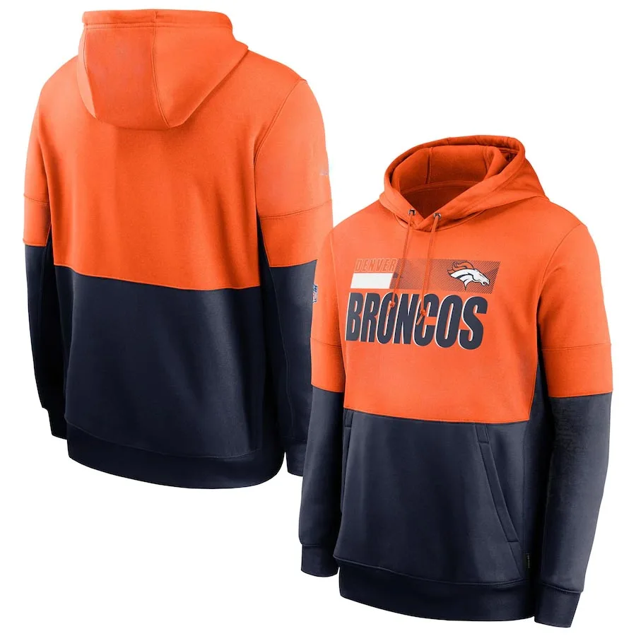 

Denver Sideline Impact Lockup Performance Broncos Pullover Hoodie - Orange/Navy