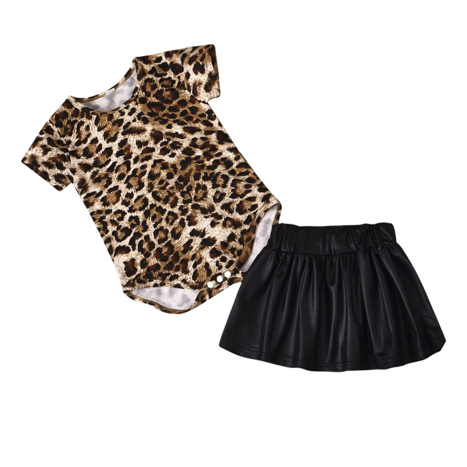 

1-6Y Baby Toddler Girls Clothes Set Leopard Print T-Shirt Skirt Kids Clothes Girls Sets
