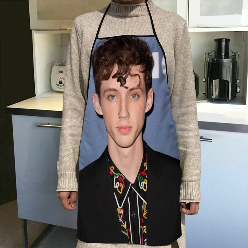 

Кухонный Фартук на заказ Troye Sivan, фартук для ужина, вечеринки, приготовления пищи, Аксессуары для выпечки для взрослых, водонепроницаемые тка...