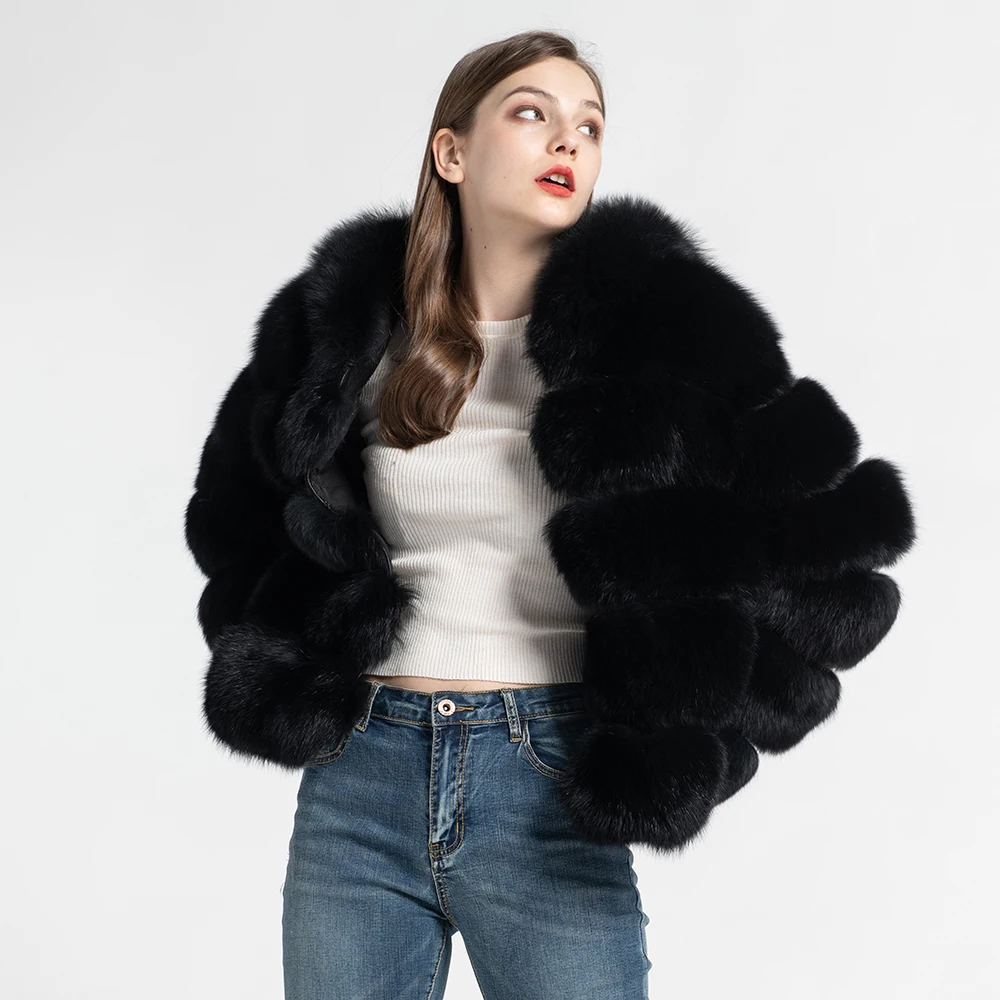 Jancoco Max Женские пальто с натуральным лисьим мехом и капюшоном модный стиль Меховая куртка высокого качества Зимняя теплая S7254