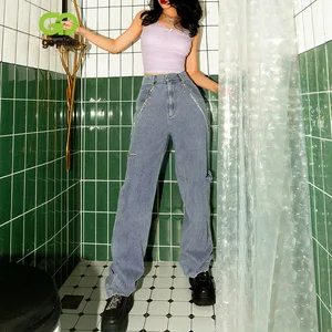Модные женские джинсы GOPLUS, брюки в уличном стиле, джинсы-бойфренды в стиле хип-хоп, женские брюки с высокой талией, брюки-карго, мешковатые