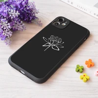 for iphone lotus flower calligraphy white print soft matt apple case