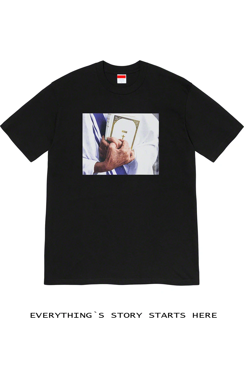 

Supreme 19FW Bible Tee Bible Prayer Characters Short-sleeved Men's and Women's T-shirt Loose Trend