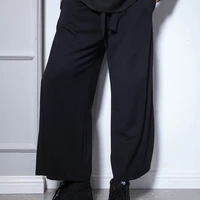 2022 mens trousers spring and autumn loose fitting nine minutes casual wide leg trousers mens bell bottom hip hop style