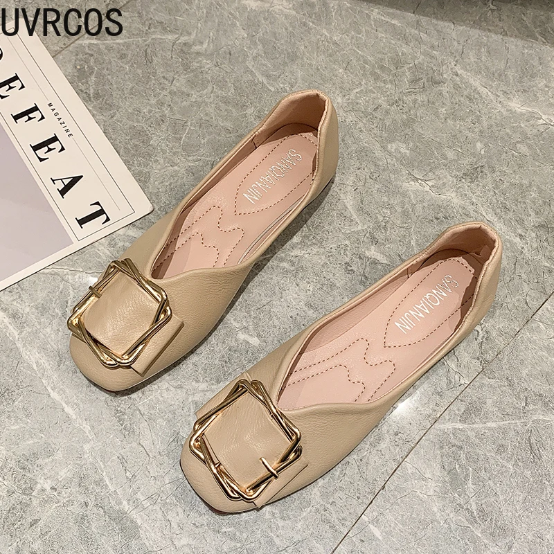 

Fashion Women's Single Shoes Solid Color Simple Personality Vamp Square Buckle Decorative Trend Versatile Mature Women's Shoes