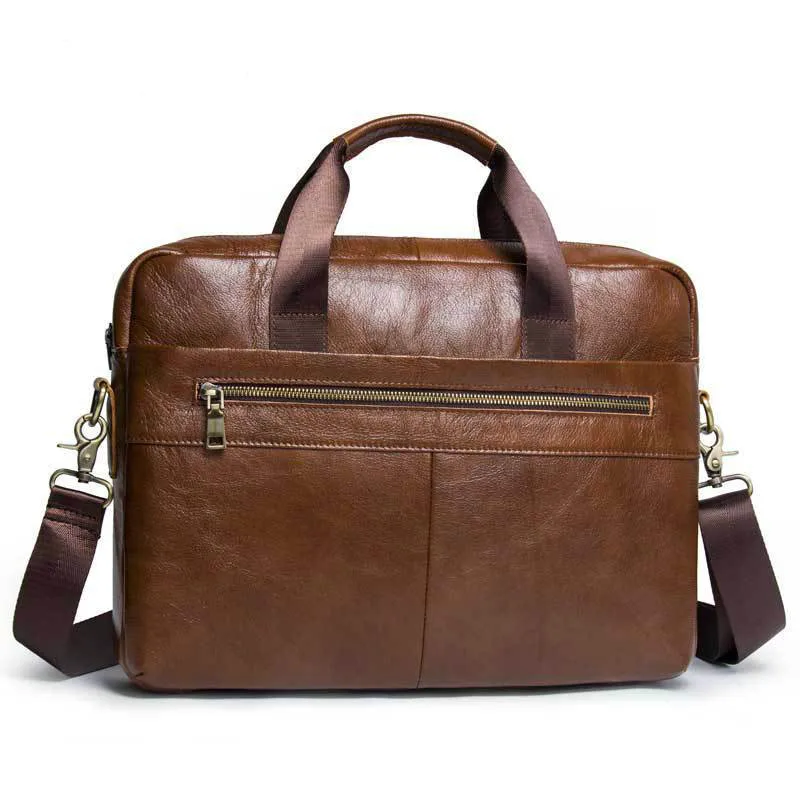 

Men Briefcase Totes Men's Bag Genuine Leather 15'' Laptop Bag Leather Male Briefcases For Document Office Bags For Men