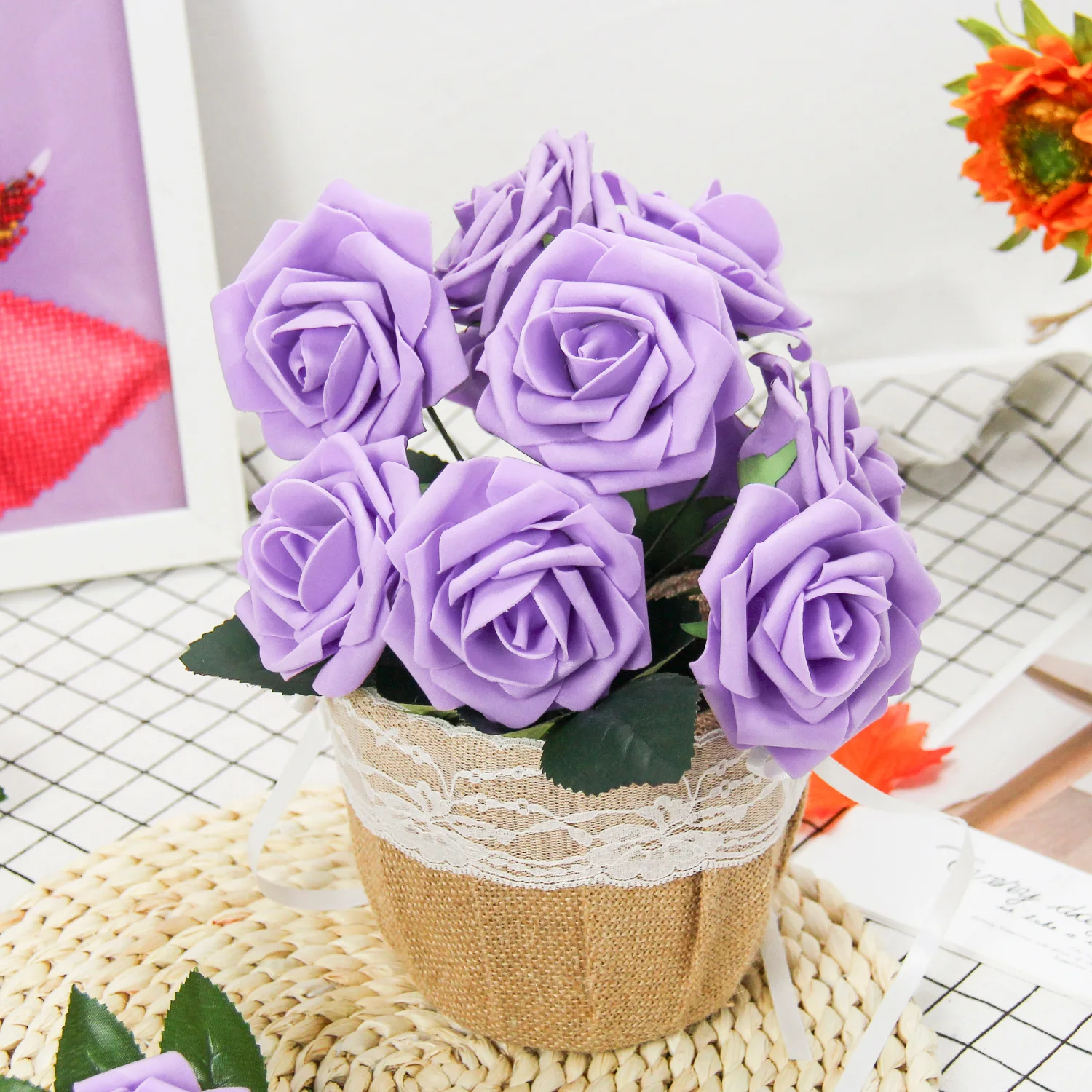 

30PC artificial foam flower fragrance sheet holiday decoration, party, wedding carton packaging, 30pcs 8cm Artificial flowers