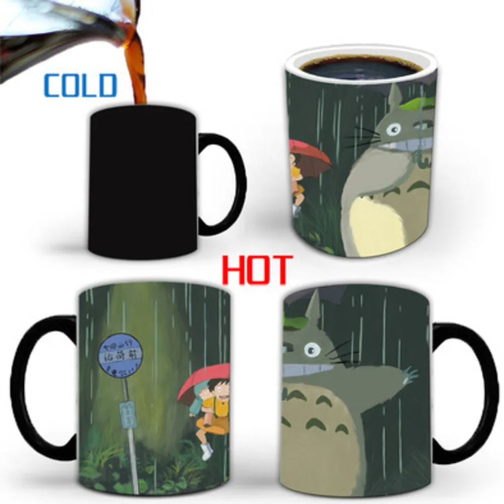 Tazas con tem&aacute;tica de Totoro, para la temperatura con decoloraci&oacute;n vaso de cer&aacute;mica, zumo de fruta, leche, caf&eacute;, regalo de cumplea&ntilde;os y Navidad, novedad-4