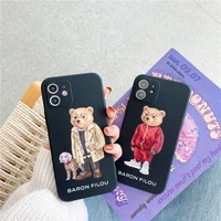 cute cartoon anime bear couple soft case for iphone 11 12 pro max mini 7 8 plus xr x xs max se 2 luxury matte phone cover fundas