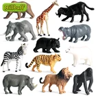 Экшн-фигурки сделай сам, мини-фигурки диких животных, Лев, тигр, корова, слон, корова, панда, ПВХ, набор игрушек для детей, подарок для детей, 12 шт.