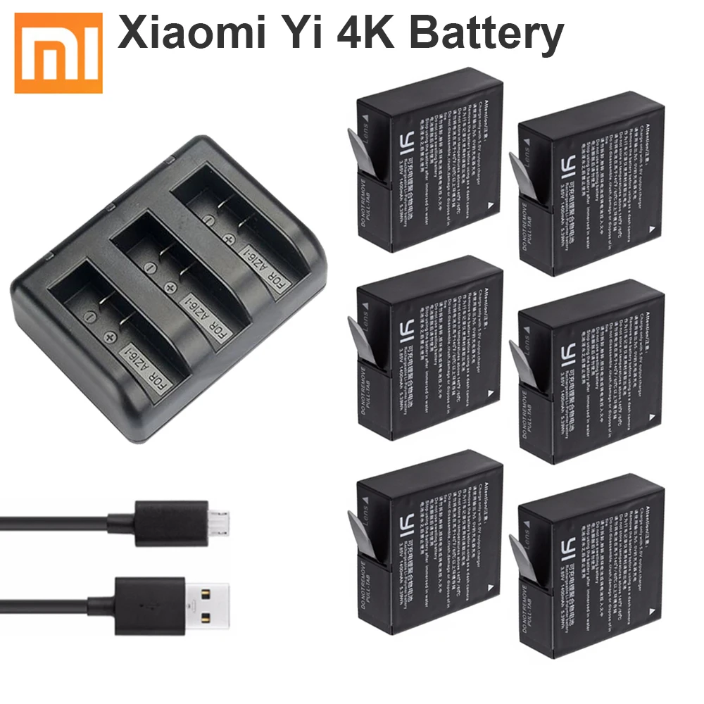 Yi 4K 3 слота зарядное устройство аккумулятор для оригинального Xiaomi YI 2 4k + Lite AZ16 1