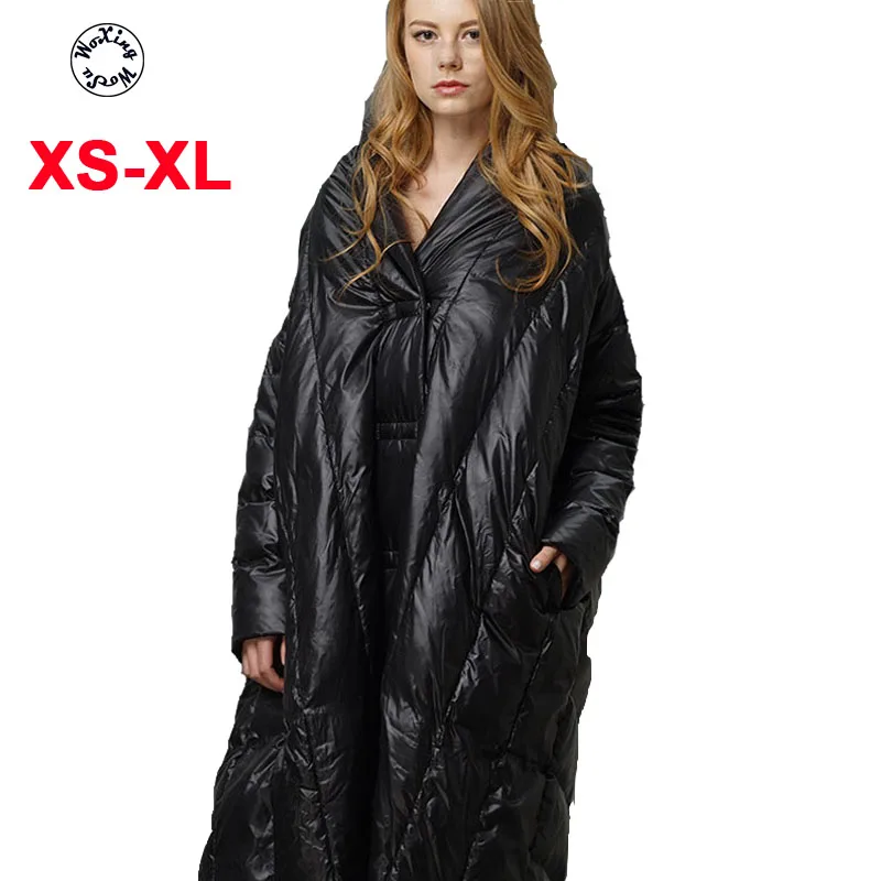 

Woxingwosu women's down coat, European and American high-end over knee down jacket,size XS to XL