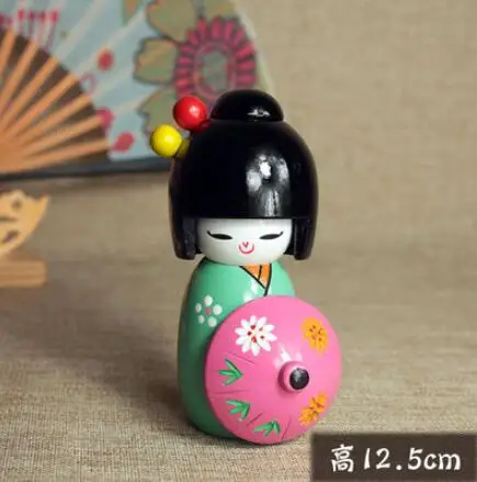 1 шт. новая милая японская кукла Kokeshi с зонтиком, деревянные куклы, размер 12,5 см