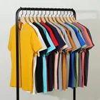 Футболка 240 г, однотонная хлопковая футболка с коротким рукавом, в стиле хип-хоп, топы унисекс в стиле Харадзюку, можно настроить значки