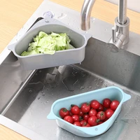 kitchen sink drain storage basket triangle plastic shelf vegetable and fruit basket with suction cup storage rack